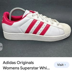 Adidas white band hot pink all star size 8.5